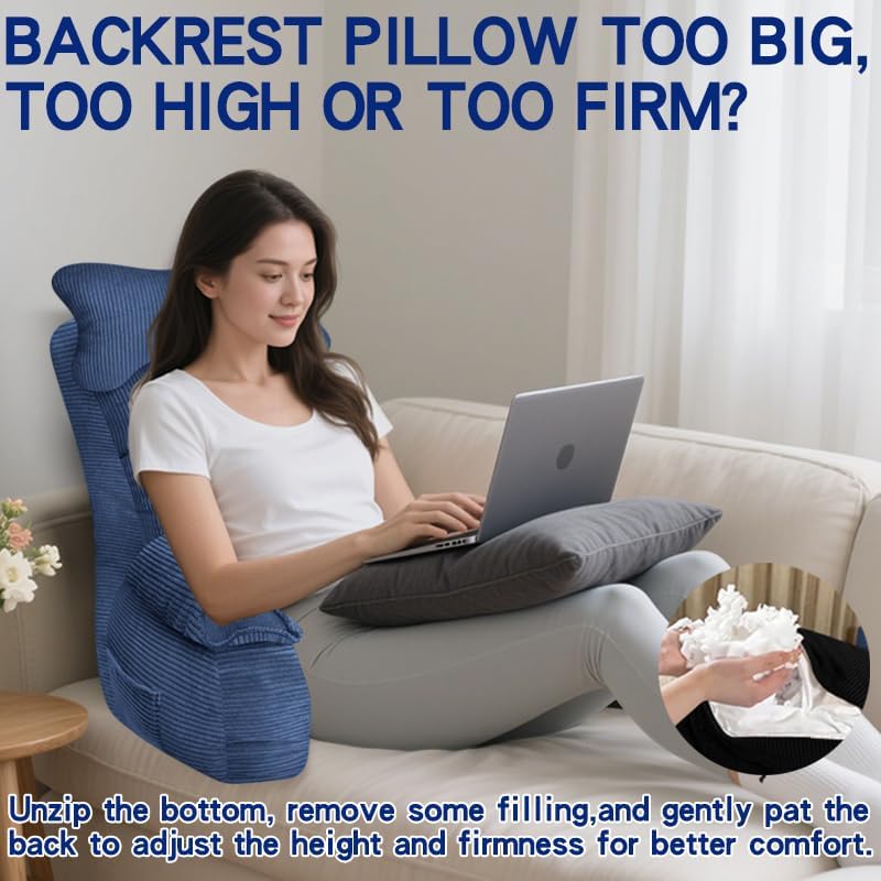 YDCEULARDOH Reading Pillow for Bed Adult – Large Bed Pillow with Arms, Supportive Back Pillow for Sitting Up in Bed for Reading, Watching TV, or Gaming - Image 5