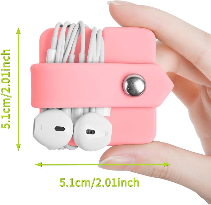 Cord Organizer Earbuds Holder Earphone Wrap Earphones Organizer Headset Headphone Earphone Wrap Winder Cord Manager Cable Winder Set of 3(Pink) - Image 2