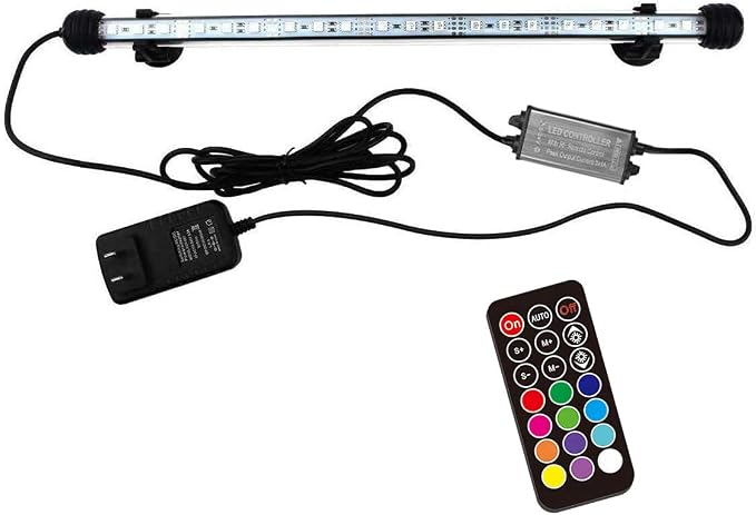 15 inches LED Aquarium Light, 2.5W Fish Tank Light Underwater Light Submersible Crystal Glass Lights, 21 LED Beads 12 Colors 19 Modes Brightness Adjustable Memory Function IP68 Waterproof by COVOART