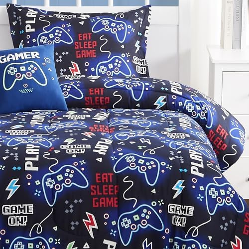 Boys Full Size Bedding Set -4 Pieces Gamer Bedding Full Size Comforter Sets - Image 2
