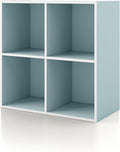 Homes: Inside + Out Apexa 4-Cube Storage Organizer Shelves, Stackable Wood Bookcase Fits Cubby Bins for Organization, Dorm Teen Room Decor & Home Office, Light Blue by HOMESInsideOut