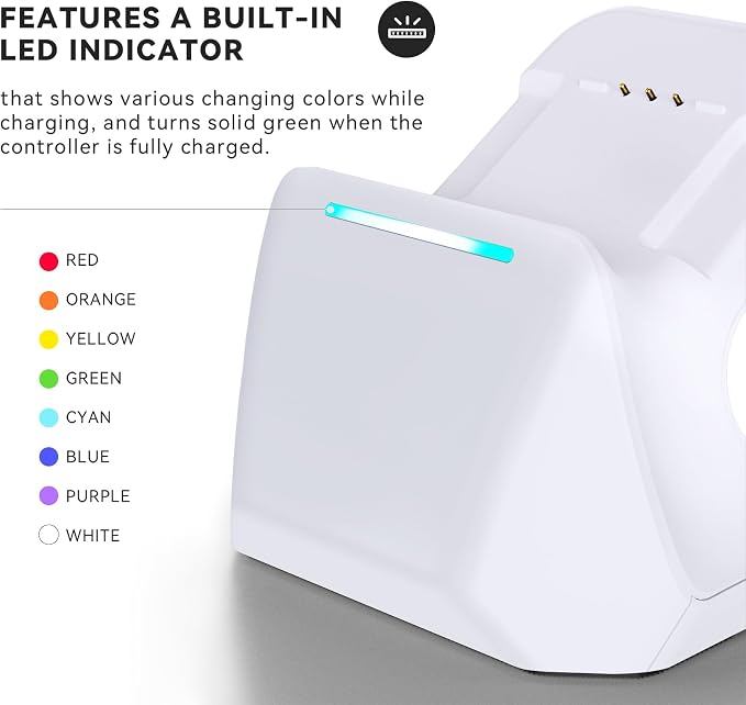 Charging Station Dock for Xbox Elite Series 2 Controller, Magnetic Charger Stand for Xbox Elite Series 2 Core Controller with Type C Charging Cable, LED Indicator - White - Image 5