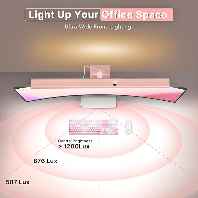Syrinx Monitor Light Bar for Home Office & Gaming, Eye-Caring Computer Monitor Lamp, No Glare Screen Light, CRI95+, Stepless Brightness & Color Temp Adjustment, USB Powered, for Flat & Curved Monitors - Image 4