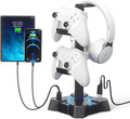 KDD Headphone Stand with USB Charger, Controller Stand for Desk, Headphone Holder with 2 USB Charging Ports and 3 AC Outlets, Accessories for Desktop(Black) by KDD