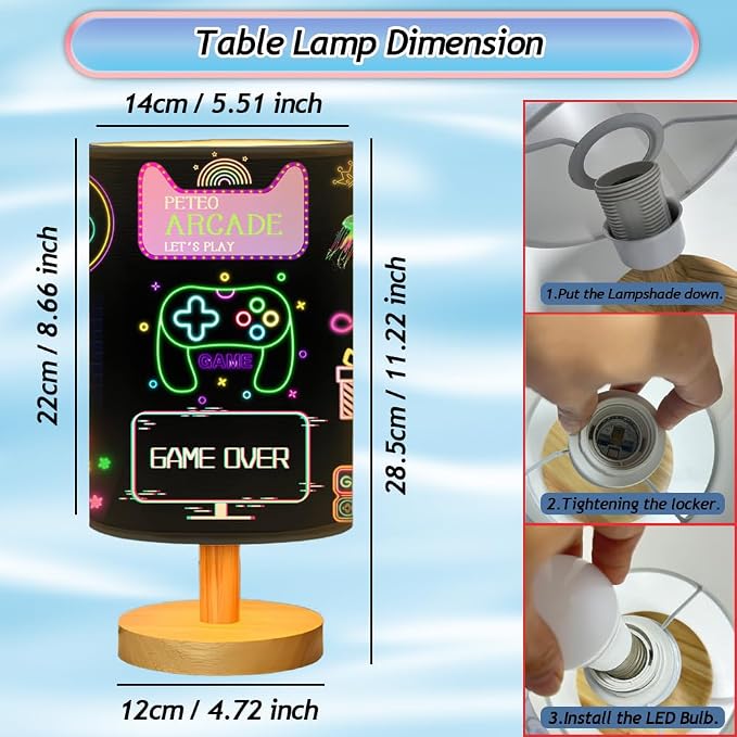 Video Game Table Lamp for Boys Room, Gifts for Boys - 3 Colors Dimmable Bedside Lamps for Bedroom Nightstand Night Light Gaming Room Decor for Gamer Boys Girls, Desk Reading Lamp for Office Home Decor - Image 4