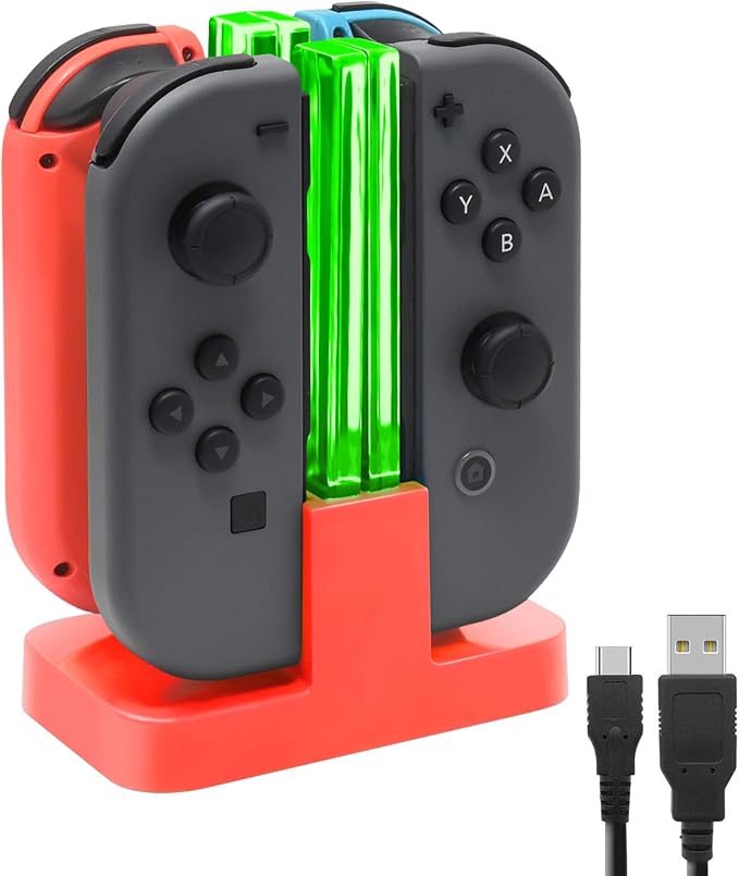 FASTSNAIL Switch Controller Charger for Nintendo Switch for JoyCons - Red by FASTSNAIL