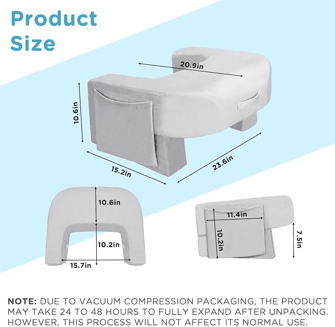 Reading Pillow Lap Desk with Adjustable Arm Support, Grey - Image 8