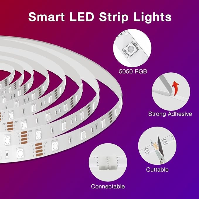 DAYBETTER Smart WiFi Led Lights 200 ft, Led Strip Lights Work with Alexa and Google Assistant, App Voice Remote Control Music Sync Color Changing RGB Strip Lighting for Bedroom Room Decor, 100 ft *2 - Image 5