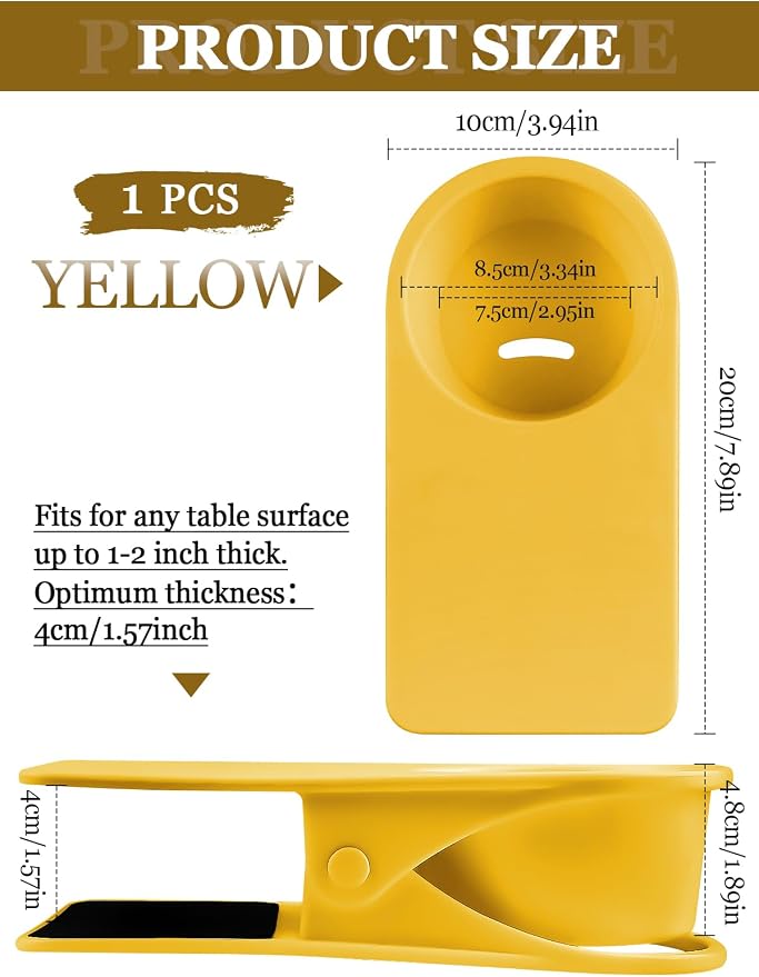 2PCS Clip on Cup Holder for Chair, Kalolary Desk Drink Holder Clamp, Yellow - Image 2