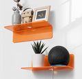 OAPRIRE Small Acrylic Floating Wall Shelves Set of 2, Flexible Use of Wall Space, 9 Inch Adhesive Display Shelf for Security Cameras/Smart Speaker/Action Figures, with Cable Clips - Clear Orange by OAPRIRE