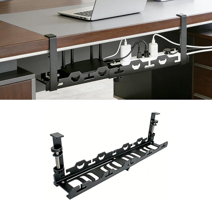 No Drill Under Desk Cable Tray, Heavy Duty Metal Organizer by Unknown