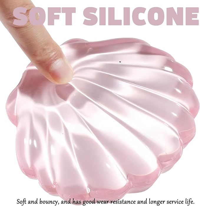 Gel Wrist Rest for Keyboard and Mouse Pink Transparent Shell Keyboard Wrist Rest Ergonomic Cute Pink Clear Cool Seashell Mouse Wrist Pad Silicone Non-Slip Support for Computer Gaming Home Office - Image 4