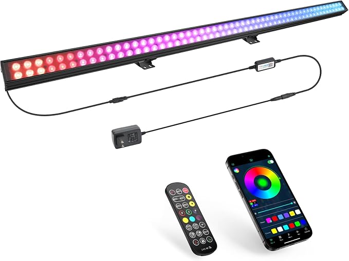 LED Stage Wash Light Bar: 60W Dual-Row LED with 108 LEDs - Remote & App Control - Sound Activated Music Sync - Aluminium Construction for Events DJ Parties Venues Home Decor Band Performances by YeeSite