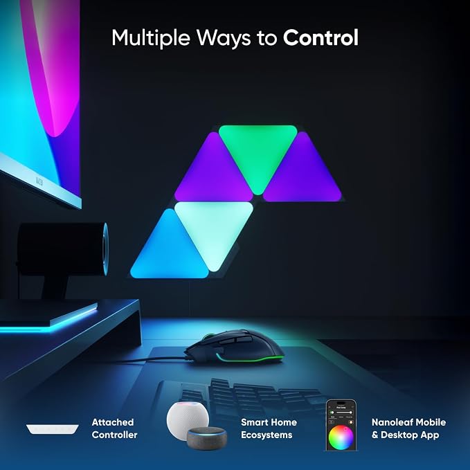 Nanoleaf Shapes Triangle Lights, Smart RGBW LED Wall Light Panels, 7PK - Image 7