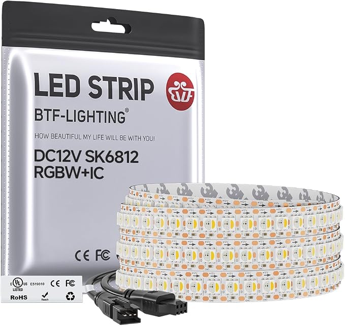 BTF-LIGHTING RGB+Natural White SK6812 LED Strip 3.28FT 144LED IP30 DC12V by BTF-LIGHTING