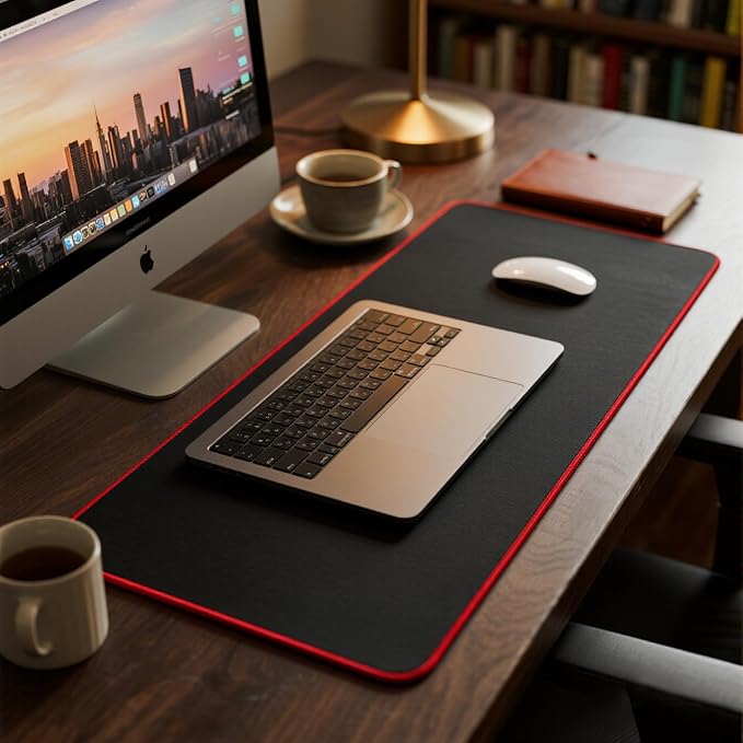 JIALONG Extended Gaming Mouse Pad Keyboard Desk Mat for Gaming & Office | XXL large size; non-slip rubber base; red stitched edges；smooth mouse control; fit for gaming & office use - Image 6