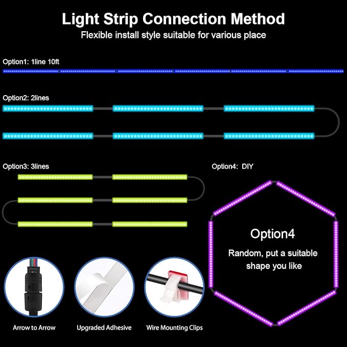 RGB Under Cabinet Lights with Motion Sensor, 6 Pre-Cut LED Strip Lights with Remote Control, Music Sync Color Changing Closet Lights, for Kitchen, Counter, Shelf, TV Backlight, Bookcase, 9.8ft - Image 6