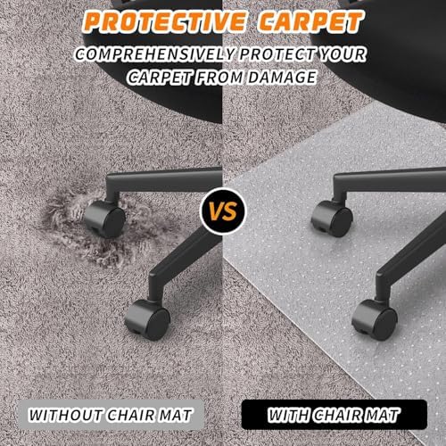 Office Chair Mat for Carpet Floors, Desk Mats 48"X36" for Rolling Desk on Low Pile Carpets, Rectangle Computer Gaming Plastic Floor Mats for Office Chair on Carpet, Flat Without Curling - Image 3