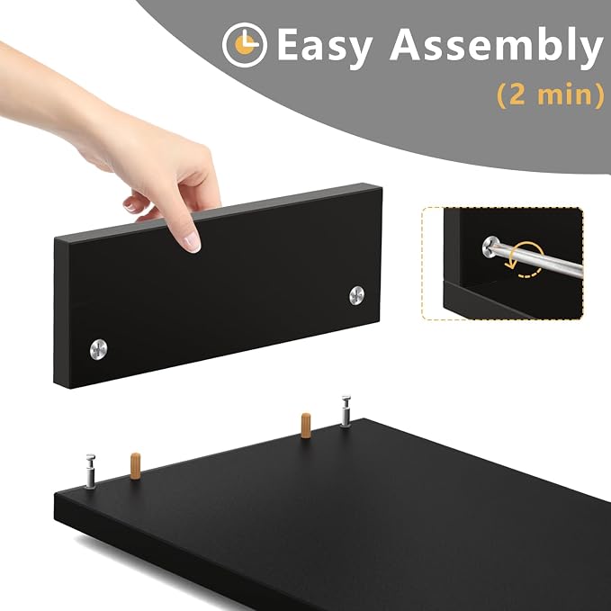 TAVR Dual Monitor Stand Riser Office Desktop Organizer Stand for 2 Monitors, Adjustable Length and Angle 3 Shelf, Extra Long Multifunctional Stand up to 48.2" fit Computer, Laptop, TV, Black - Image 7