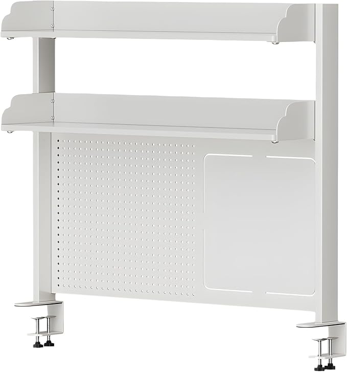 Clamp On Desk Pegboard,Gaming Pegboard,Desk Pegboard,Clamp On Desk Organizer Shelf,Overhead Desk Shelf,Desk Privacy Panel for Office,Includes 15 Accessories for Home Desk Organization(white)(31.4in) by Unknown