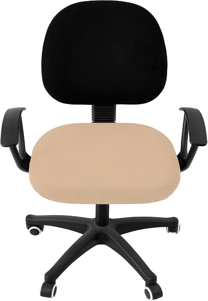 Smiry Office Computer Chair Seat Covers for Desk, Anti-dust Protector | Stretch Jacquard Removable Washable Desk Chair Seat Cushion Protectors, Khaki - Image 3