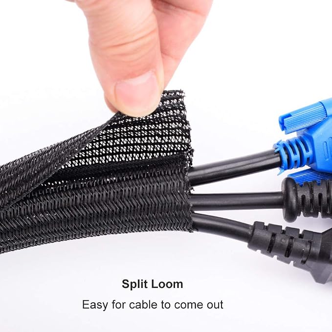 ZhiYo Cable Sleeve, 6.6ft - 1/2 inch, Black - Image 2