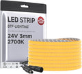 BTF-LIGHTING 3mm Width Ultra Thin COB LED Strip Light Warm White 2700K by BTF-LIGHTING