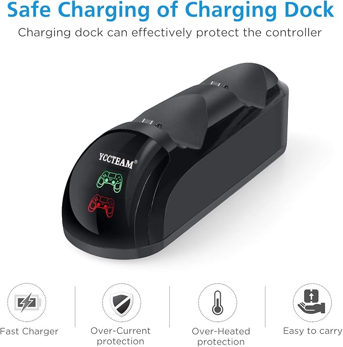 PS4 Controller Charger, Upgraded Fast-Charging Port Docking Station Stand for PS4 / P4 Slim/PS 4 Pro Controller, Black - Image 4