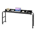 VEVOR Overbed Table, Mobile Bed Side Table with 4 Wheels (2 with Brakes) and Power Socket, Height Adjustable Rolling Laptop Desk, Portable Particleboard Over Bed Desk for Home, Office, Study, Black by VEVOR