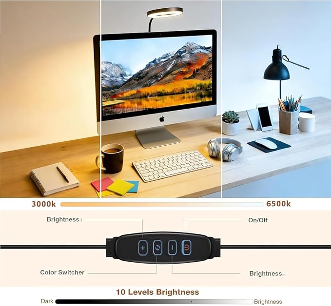 Ring Light for Computer Monitor,Suction Cup Small Desk Lamp for Office Home - Image 6