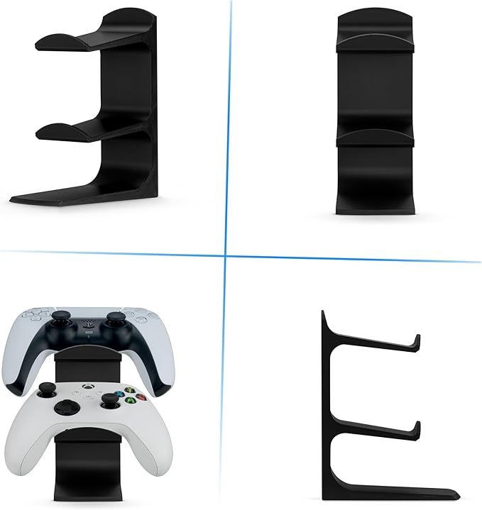 BRAINWAVZ The Sentinel - Dual Game Controller Stand for Desks, Universal Design for All Gamepads - Black - Image 6