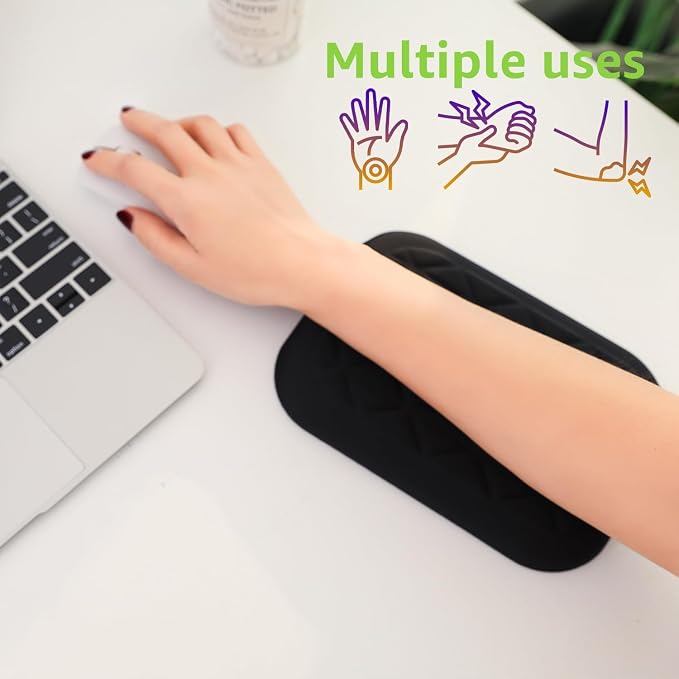 LargeLeaf Ergonomic Wrist & Elbow Rest Pad for Desk with Memory Foam & Non-Slip Base, Relieve Elbow Pain Armrest Wrist Support(7.8 * 5.1 inch, Black, 1) - Image 5