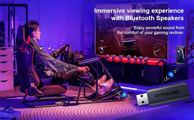 GTPLAYER Gaming Chair Bundle with Integrated Speakers, RGB Computer Speakers & USB Adapter – Ergonomic Music Chair for Surround Sound, Wireless & Complete Entertainment Setup, Cream - Image 4