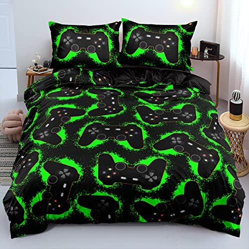 Gamer Bedding Sets for Boys, Gaming Duvet Cover Set Queen Size,Boys Video Games Comforter Cover, Bed Set for Teen Boys Bedroom,Boy Gamer Room Decor by Holiyjog