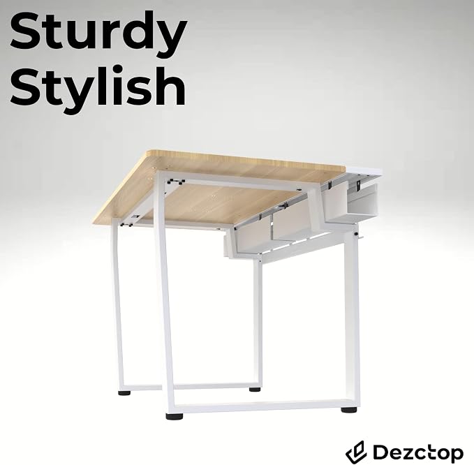 Dezctop Bifrost 120 47W x 28D Gaming PC Computer Desk with Shelves, Large Workstation for Gamers or Home Office with Pegboard, Built-in Cable Management, Stainless Steel Frame (Oak) - Image 7