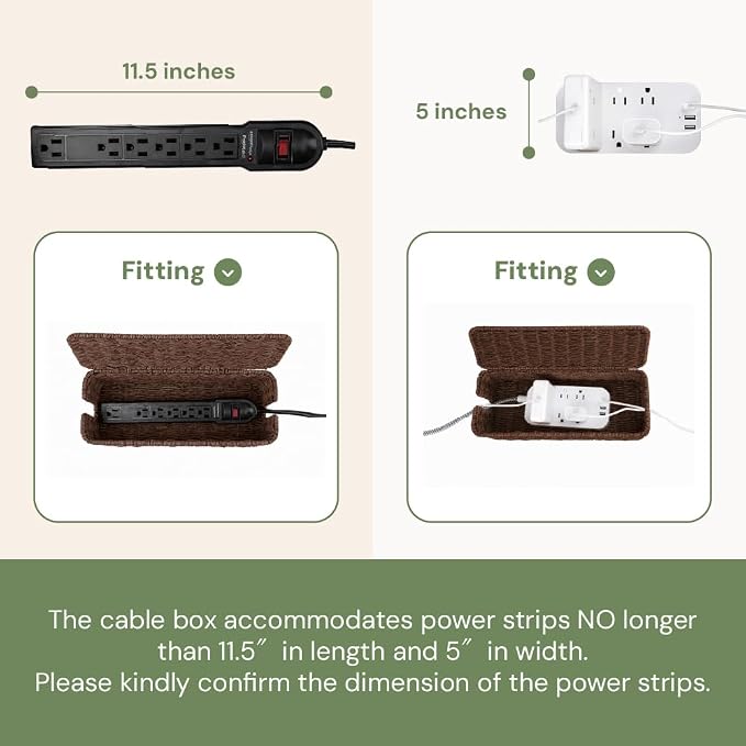 Cable Management Box, Handmade Rattan Cord Organizer for Power Strip - Image 4