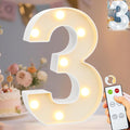 Pooqla LED Light Up Numbers, Marquee Number with Remote for 3rd Birthday Decoration, Lighted Numbers Gift for Boys Girls Party Backdrop Wedding Anniversary Decor, Warm White and Cool White Number 3 by Pooqla