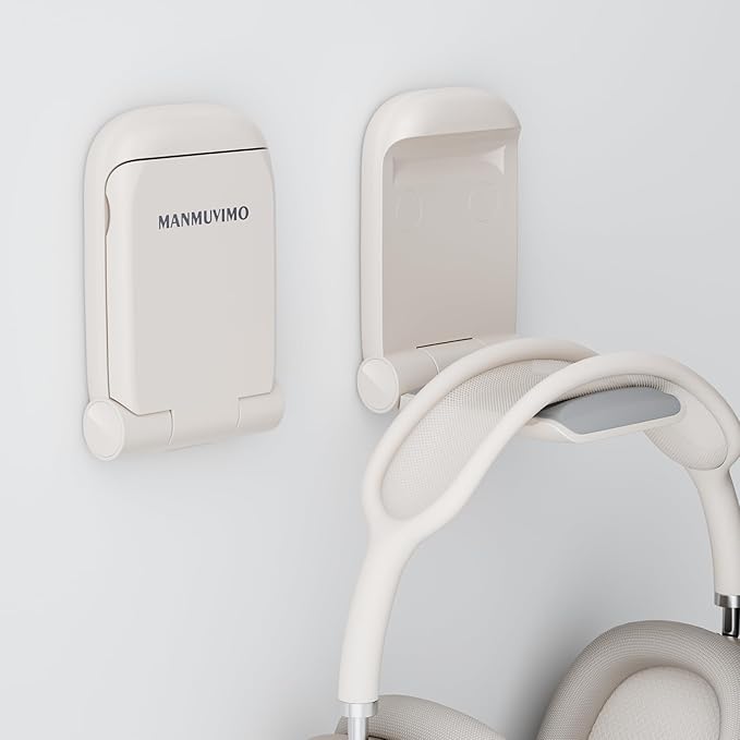 MAMUVIMO Headphone Stand, Headset Stand Foldable ＆ Sticky, Headphone Holder Hook Mount with Non-Slip Silicone, Adhesive Earphone Desk Hanger Clip Space-Saving for Airpods Max, All Earphones- Starlight by MANMUVIMO