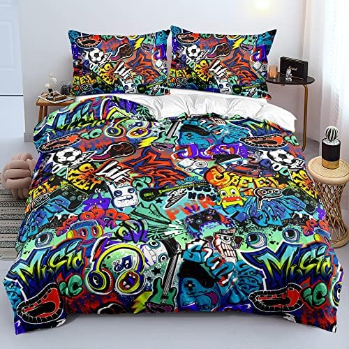 3D Print Gamepad Duvet Cover Set Gaming Comforter Covers and Pillowcases King Size Black Color Bed Set Gamer Beddings Boy Kid Bedroom Decorations by Holiyjog