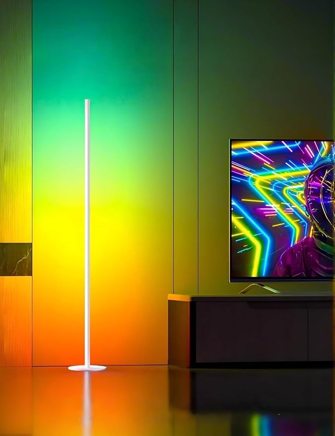 Corner Floor Lamp 2 Pack, 55" Minimalist Standing Lamp with Remote Control, Music Sync 16 Million Colors, Warm White Ambient Lighting, Color Changing LED Corner Lamp for Living Room Bedroom Gaming - Image 7