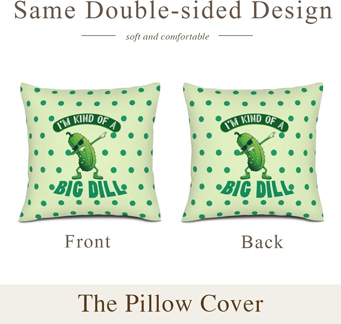 Pickle Throw Pillow Cover Funny Pillow Cases 18"x18" Set of 2, Farmhouse Decorative Cushion Covers for Sofa Couch Bed Chair Living Room Home Decor - Image 4