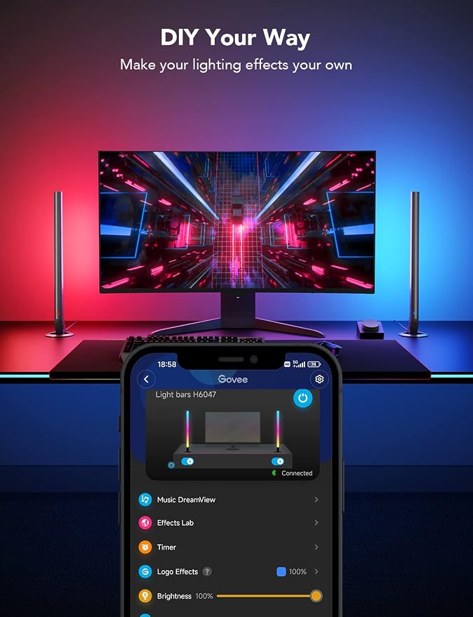 Govee RGBIC Gaming Light Bars H6047 with Smart Controller, Wi-Fi Smart LED - Image 7