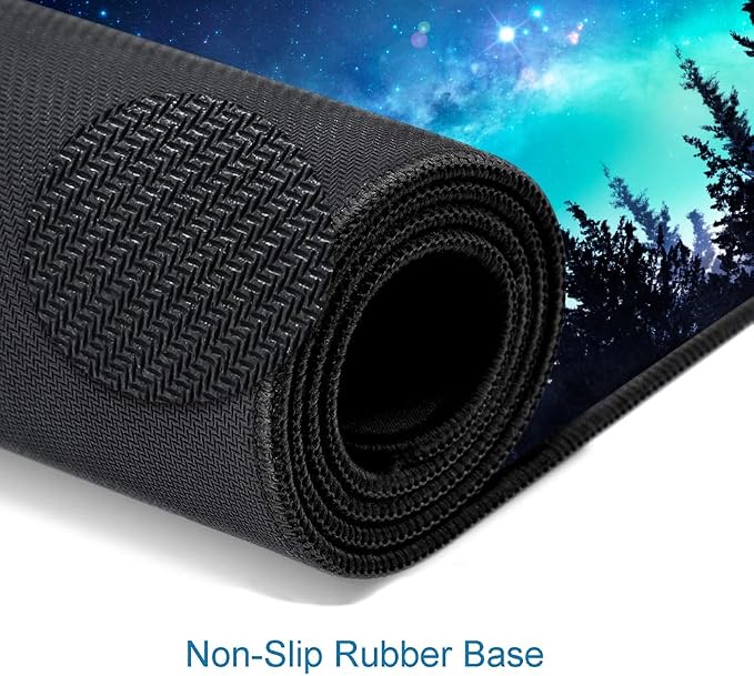 Gaming Large Mouse Pad with Stitched Edges, Galaxy Desk Mat, Extended Keyboard Pad, Non-Slip Rubber Base Desk Pad for Keyboard and Mouse, 31.5X11.8 inch, Moon Starry Sky - Image 4