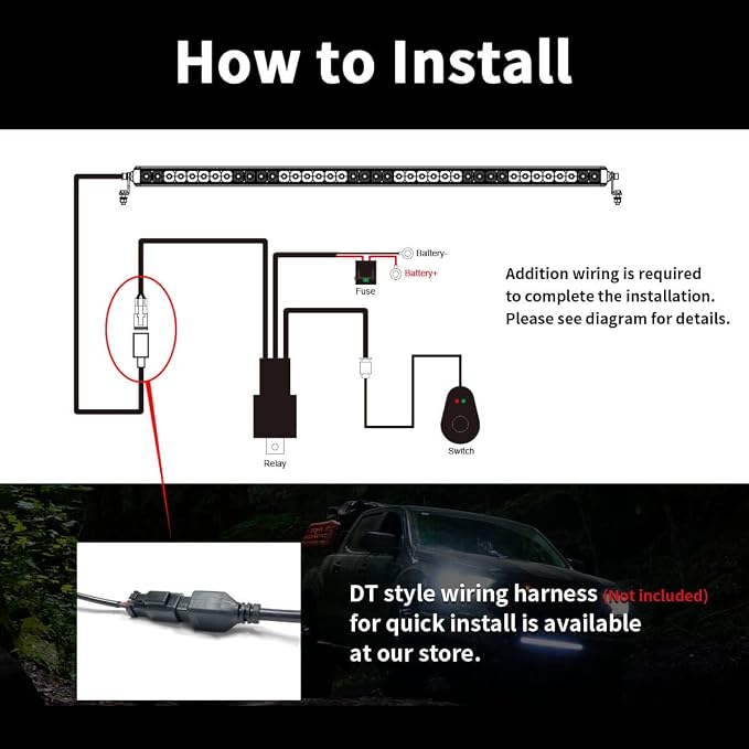 LASFIT 42 inch LED Light Bar Single Row Slim Spot Flood Combo Driving 6000K - Image 5