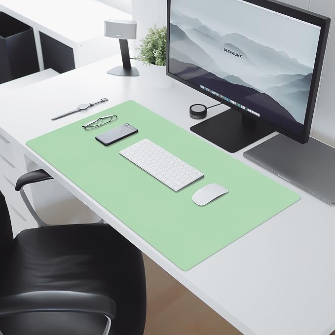 Leather Desk Pad Mat, Green Desk Mat, 23.6" x 13.7" | Non-slip and Waterproof Computer Mat, Desk Protector for Office/Home, Desk Accessories - Image 7