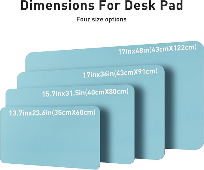 Aothia Large PU Leather Desk Pad Protector – Non-Slip Mouse Pad & Writing Mat for Office/Home, Waterproof, Easy to Clean(23.6" x 13.7", Blue Topaz) - Image 6