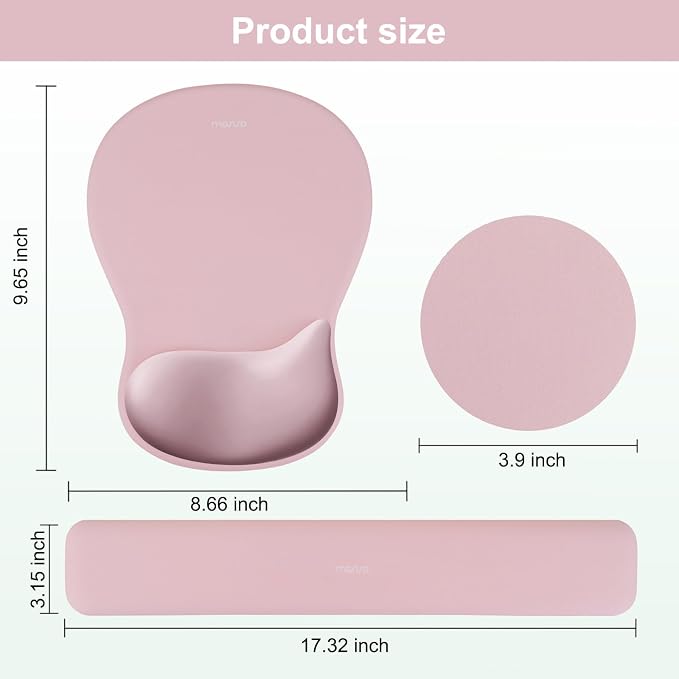 MOSISO Wrist Rest Support for Mouse Pad & Keyboard Set, Pink - Image 7