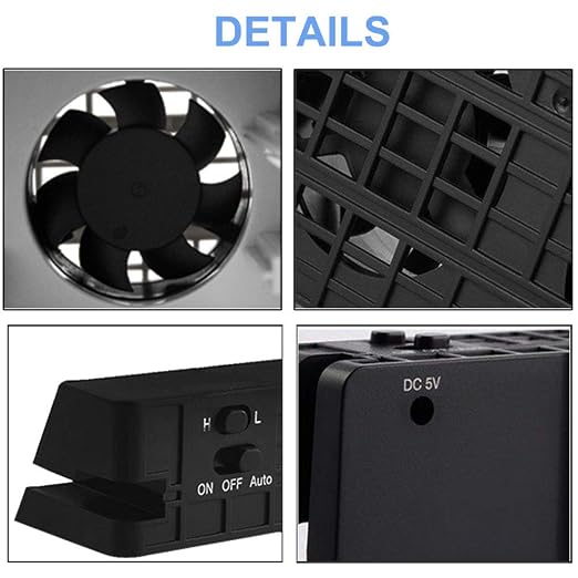 Linkhood Cooling Fan for PS4 PRO, USB External Cooler 5 Fan Turbo Temperature Control Cooling Fans for Sony PlayStation Pro Gaming Console - Image 4