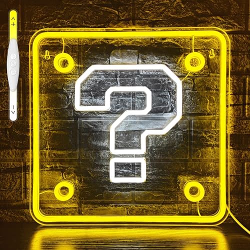 Question Block Neon Sign,Question Square Led Gamer Neon Light USB Powered Led Night Lights for Game Room Wall Decor,Man Cave,Teen Boy Room Decor,Gamer Gifts for Boys, Kids by JIARODEYLEDNEONSIGN