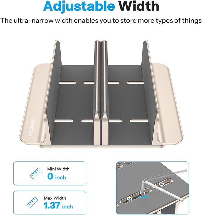 OMOTON 3-Slot Multiple Vertical Laptop Stand, Fits MacBook, Starlight - Image 2